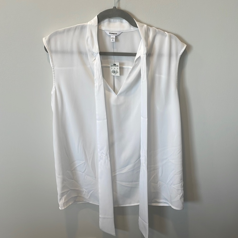 Express Tie-Neck Sleeveless Blouse